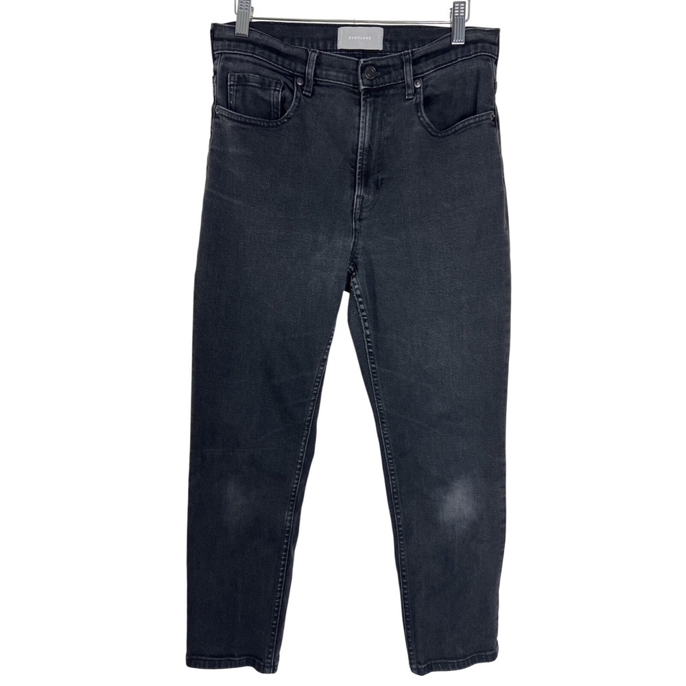 Everlane‎ High Waist Straight Womens Jeans Size 29 Ankle Black Cotton Denim A74